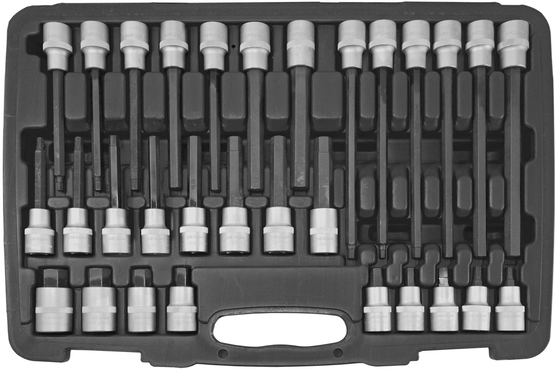 Set de biți pentru șurubelniță cu prindere hexagonală, 1/2", mărimi între 5-19 mm, 30 de piese