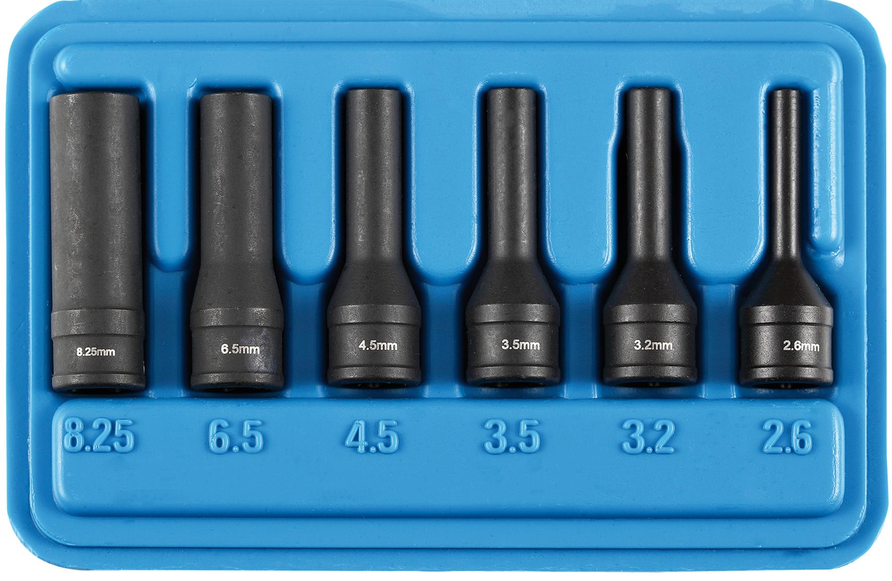 Set de 6 inserții cu caneluri spiralate, dimensiune 1/4", pentru găuri de 2,60-8,25 mm