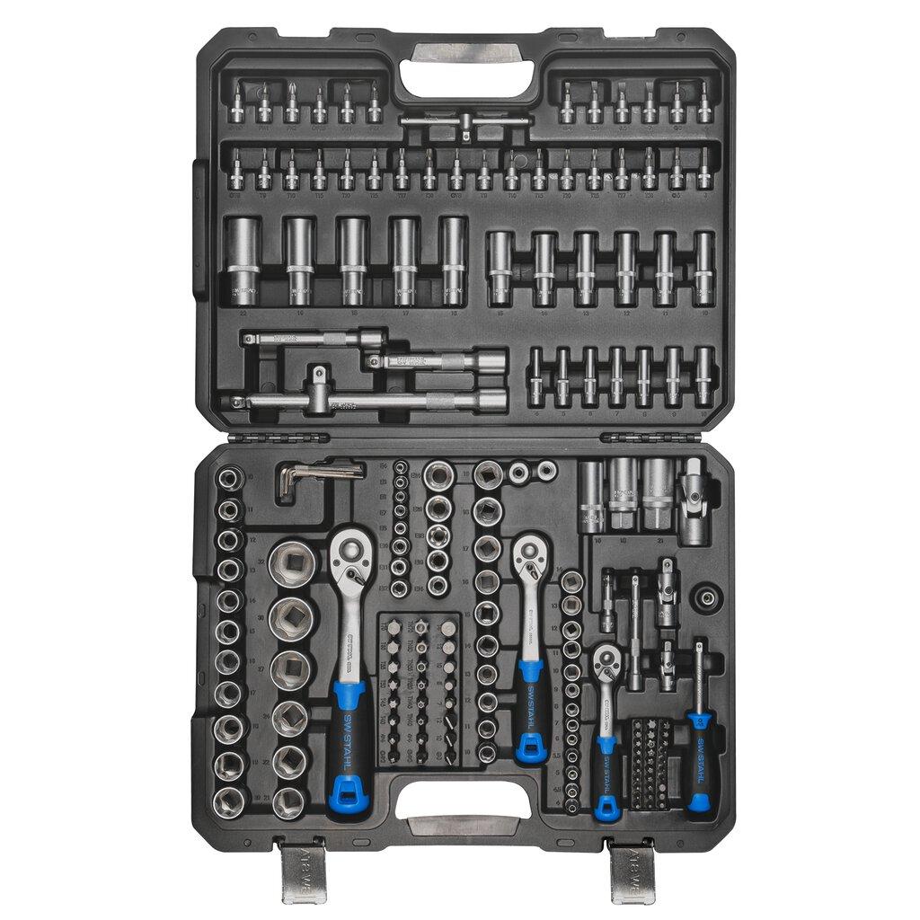 Set de 184 de scule SW-Stahl SW07784L: Antrenor cu Clichet 1/4", 3/8" și 1/2", Capete Tubulare 4-14 mm, Biți, Adaptoare, Extensii, Cutie de Plastic
