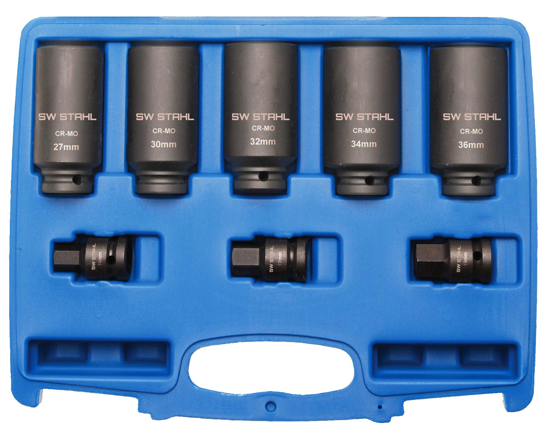 Set de Chei Impact, 3/4", cu Douăsprezece Puncte, 8 Piese