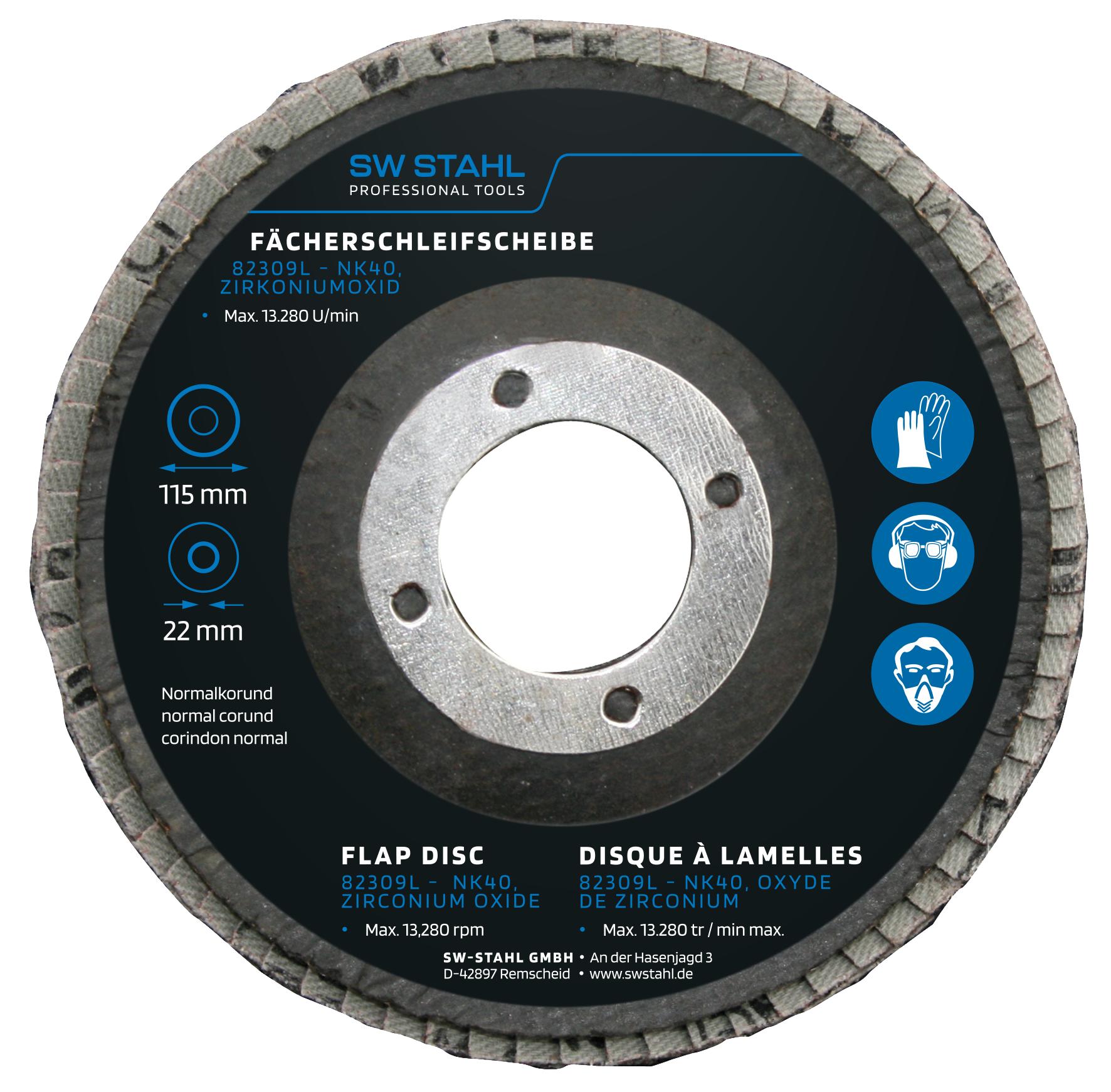 Set de 10 discuri cu clapete din oxid de zirconiu, 115 mm, NK40