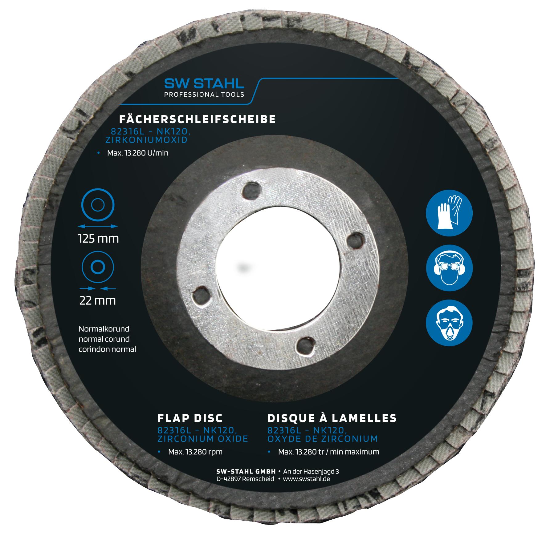 Set de 10 discuri cu clapete, 125 mm, oxid de zirconiu, granulație NK120