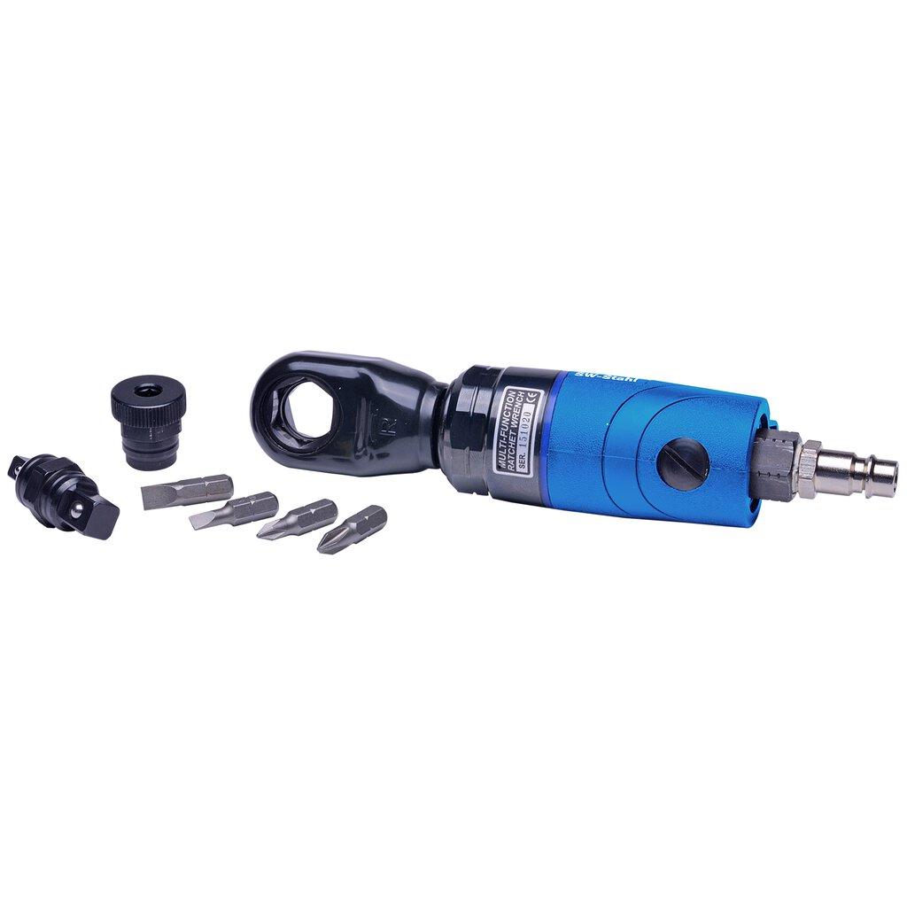 Cheie pneumatică cu clichet SW-Stahl SWS3291, 1/4" și 3/8" antrenor, 155 mm, profil cap drept și cruce