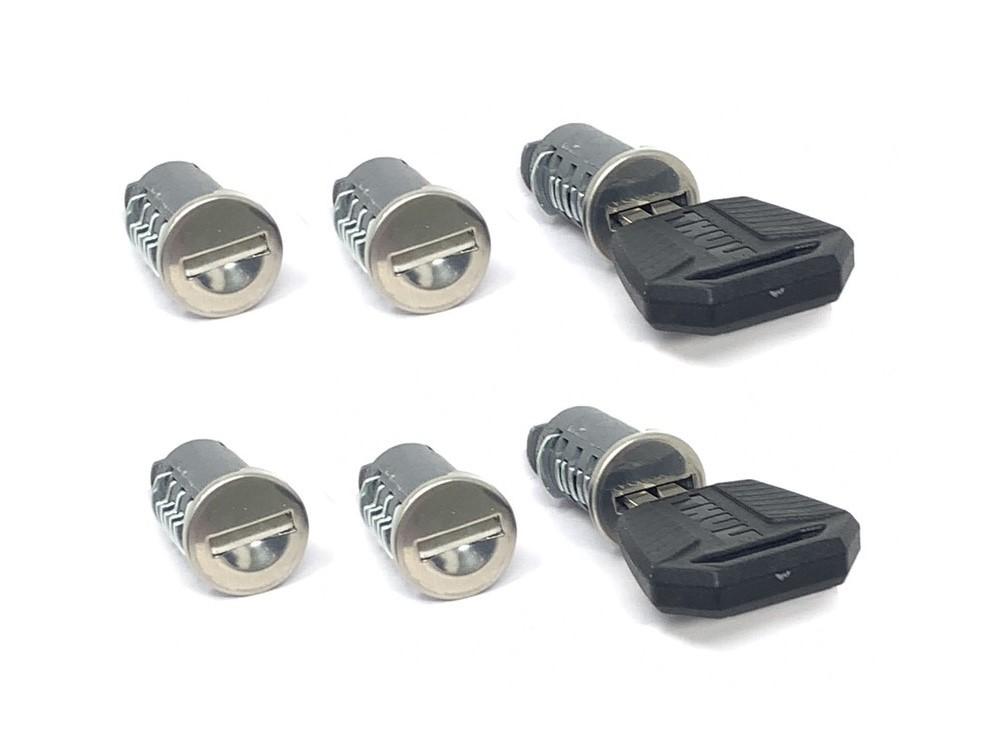 Set de 6 butuci și chei pentru Sistemul THULE One-Key 450600, destinat blocării sistemelor de portbagaj Thule