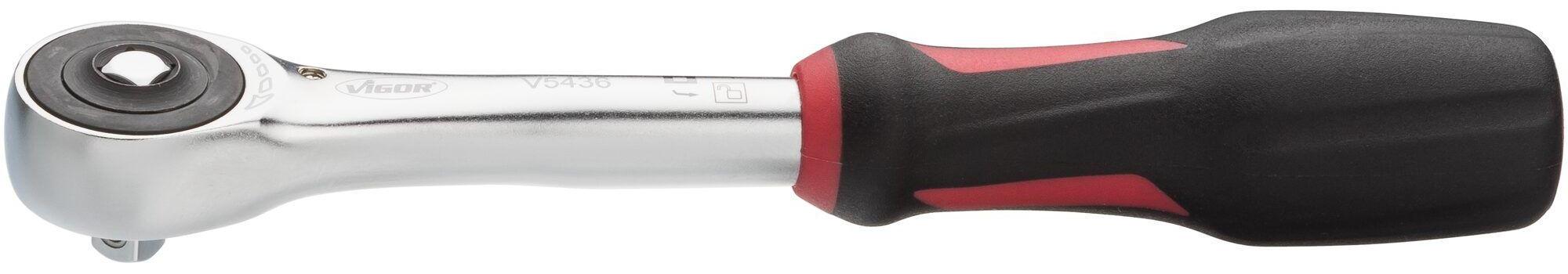 Cheie cu clichet VIGOR V5436, pătrat de antrenare 1/4 inch, lungime 176 mm